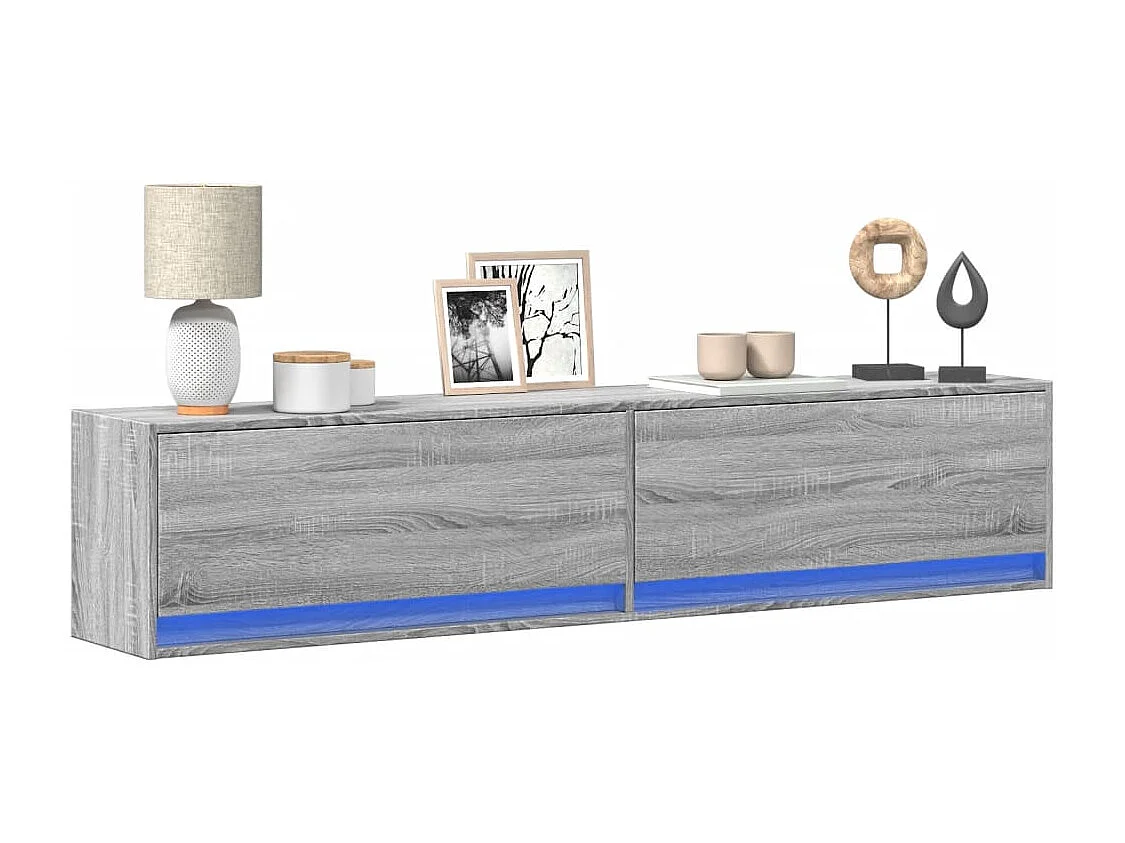 Berkfield TV Wall Cabinet with LED Grey Sonoma 180x31x38 cm