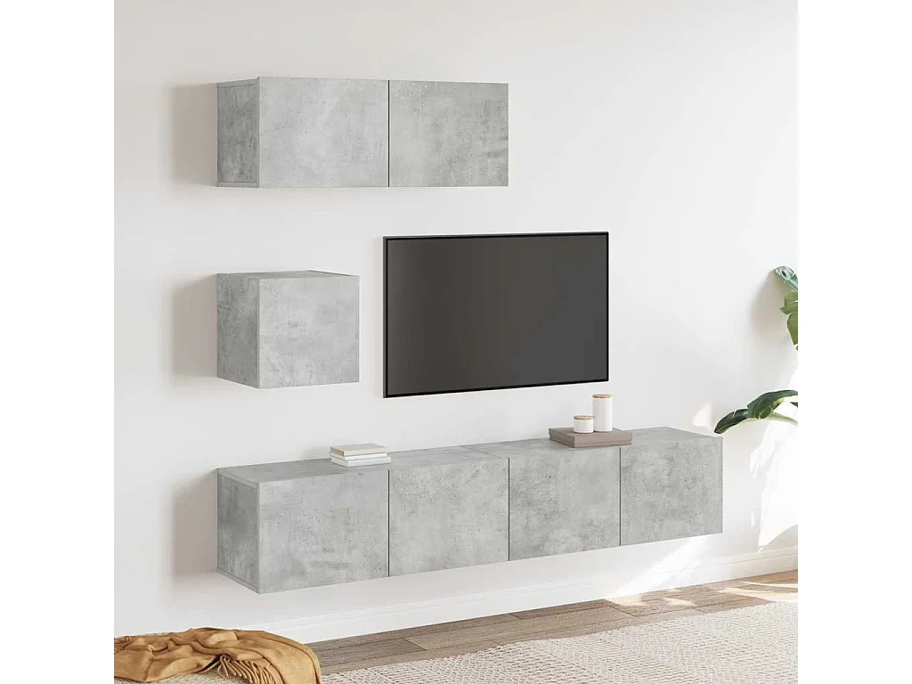 Berkfield 4 Piece TV Cabinet Set Concrete Grey Engineered Wood