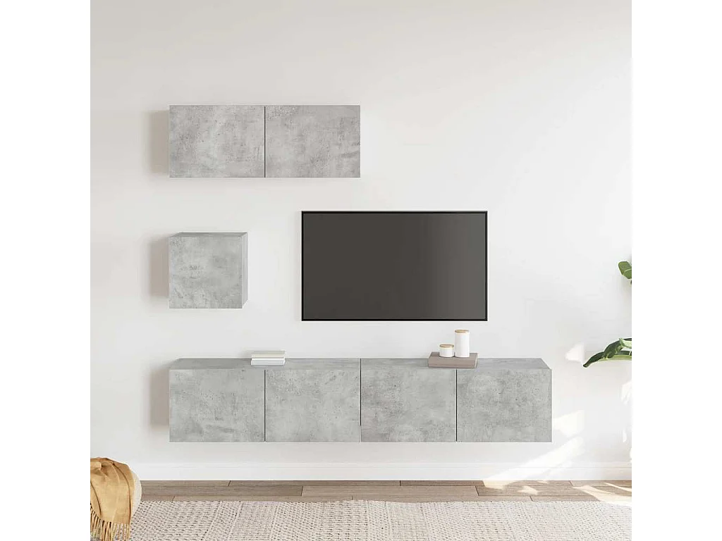 Berkfield 4 Piece TV Cabinet Set Concrete Grey Engineered Wood