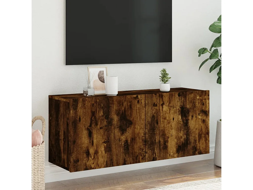 Berkfield TV Cabinet Wall-mounted Smoked Oak 100x30x41 cm