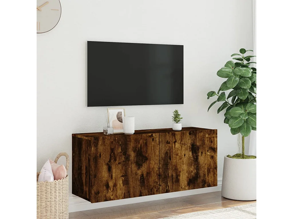 Berkfield TV Cabinet Wall-mounted Smoked Oak 100x30x41 cm