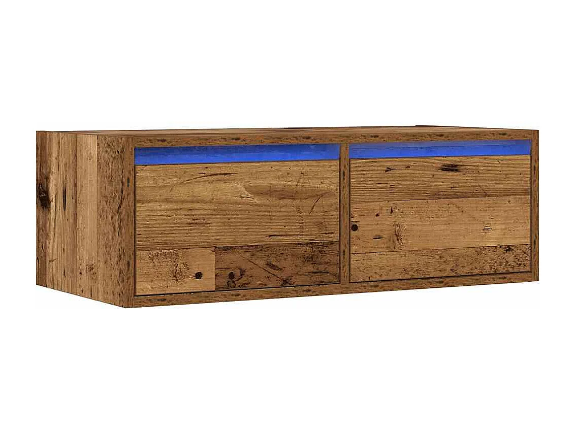 Berkfield TV Cabinet with LED Lights Old Wood 75x35.5x25 cm