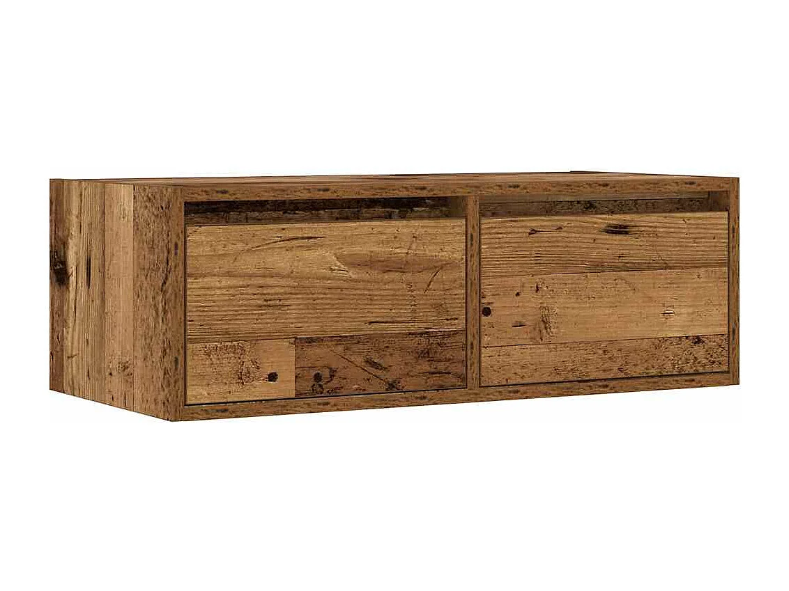 Berkfield TV Cabinet with LED Lights Old Wood 75x35.5x25 cm