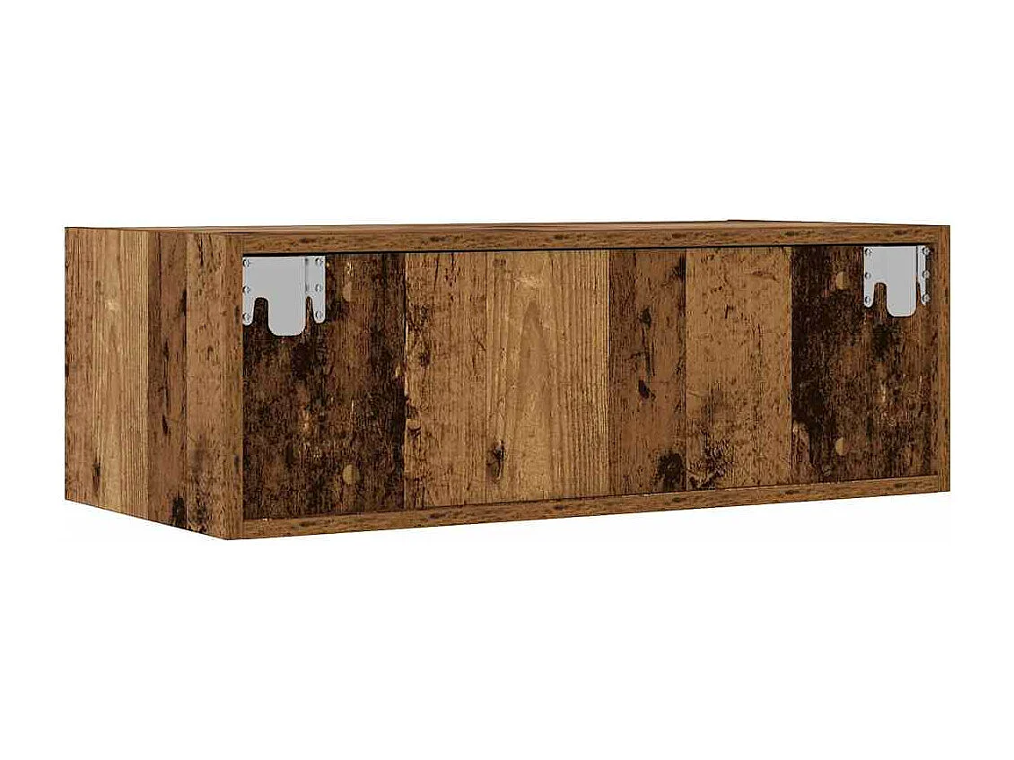 Berkfield TV Cabinet with LED Lights Old Wood 75x35.5x25 cm