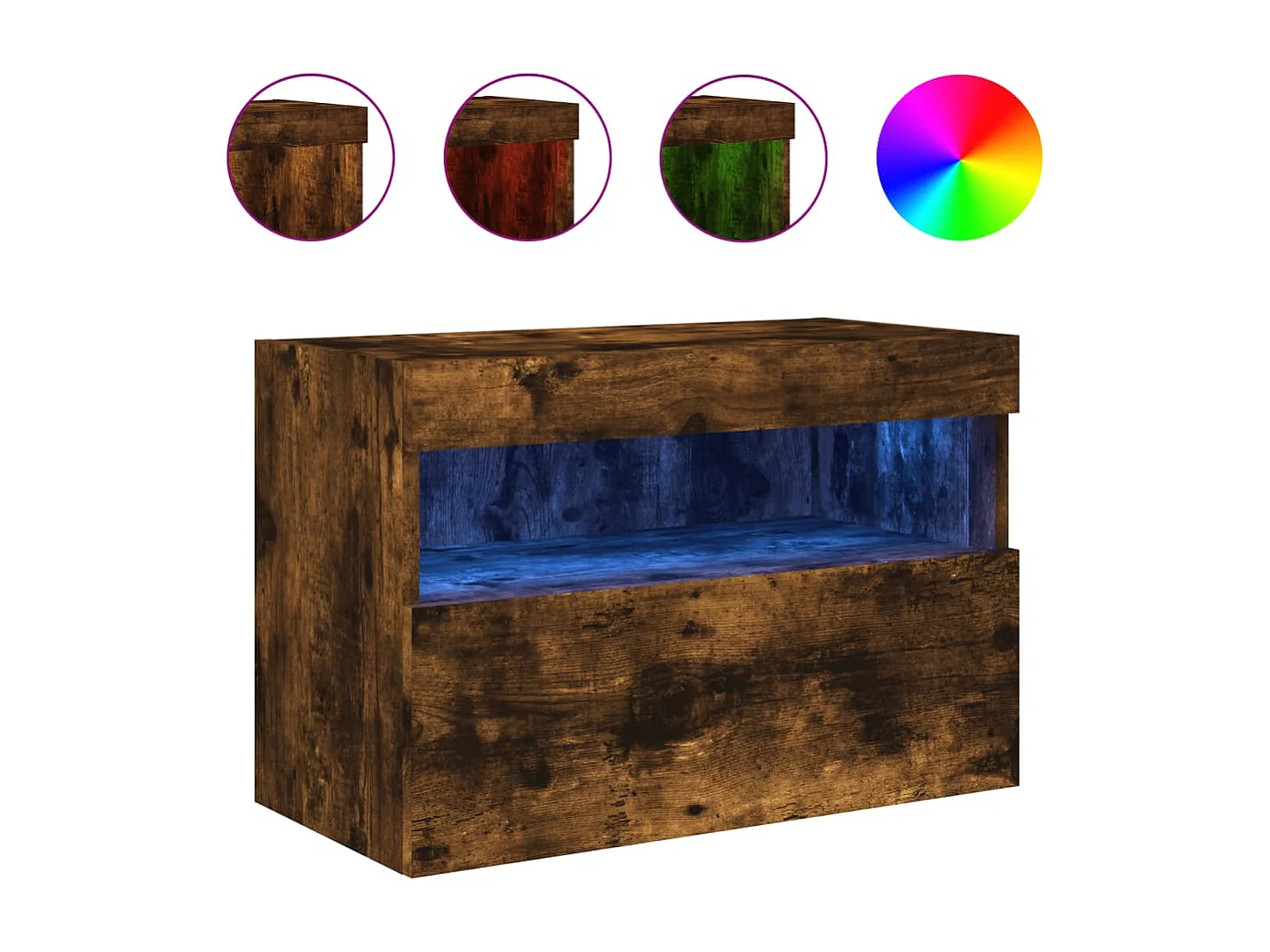 Berkfield TV Wall Cabinet with LED Lights Smoked Oak 60x30x40 cm