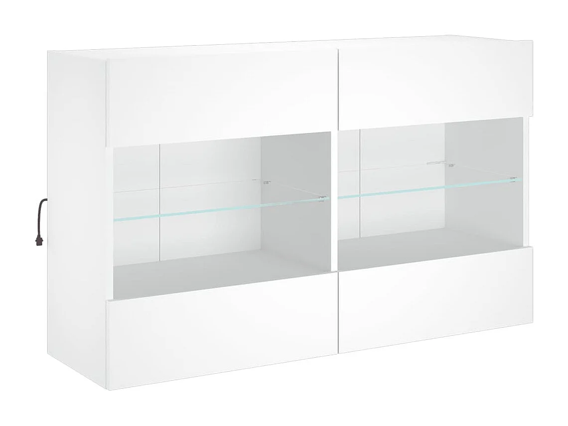 Berkfield TV Wall Cabinet with LED Lights White 98.5x30x60.5 cm