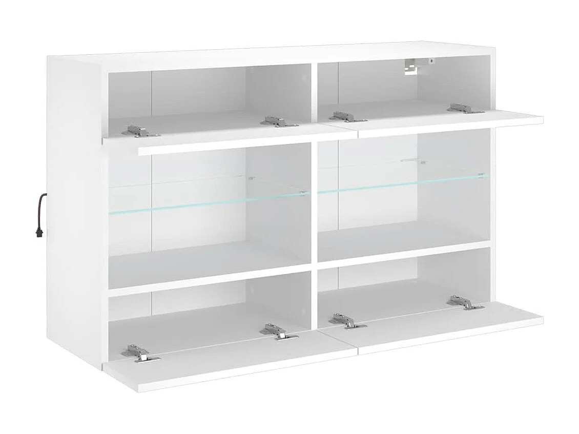 Berkfield TV Wall Cabinet with LED Lights White 98.5x30x60.5 cm