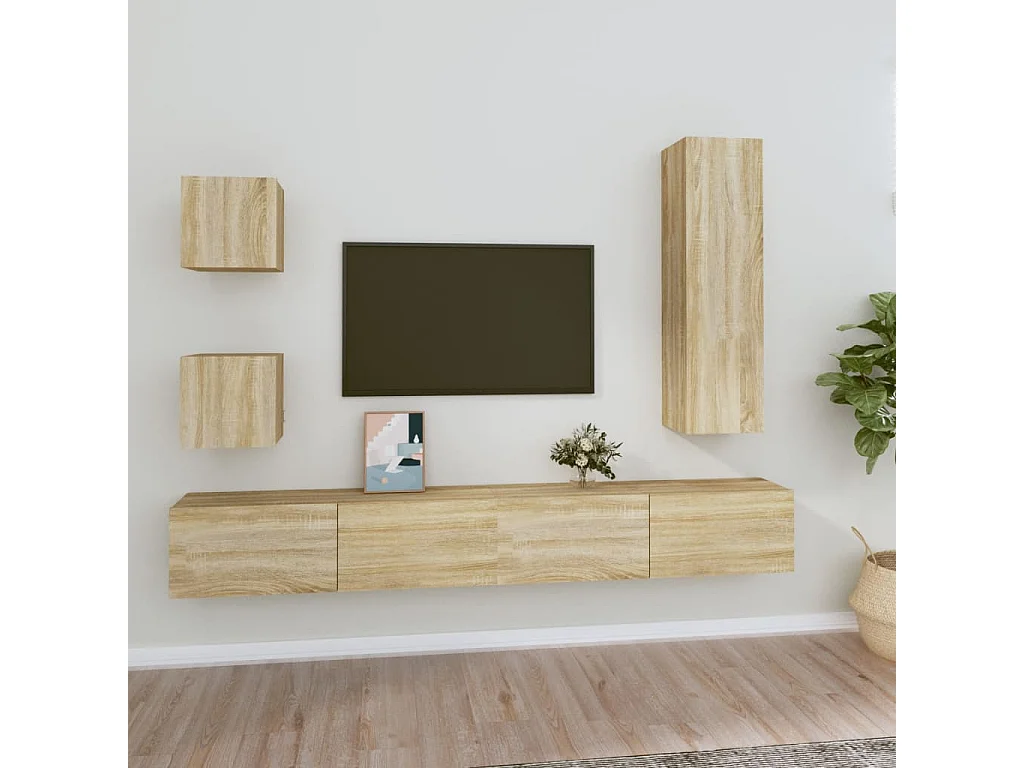 Berkfield 5 Piece TV Cabinet Set Sonoma Oak Engineered Wood