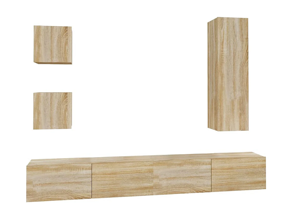 Berkfield 5 Piece TV Cabinet Set Sonoma Oak Engineered Wood