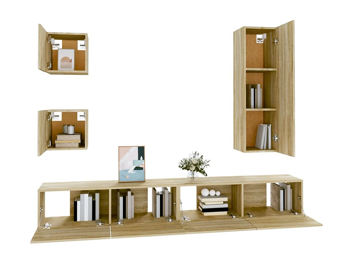 Berkfield 5 Piece TV Cabinet Set Sonoma Oak Engineered Wood