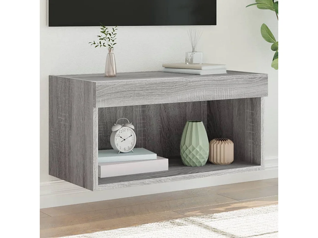 Berkfield TV Cabinet with LED Lights Grey Sonoma 60x30x30 cm