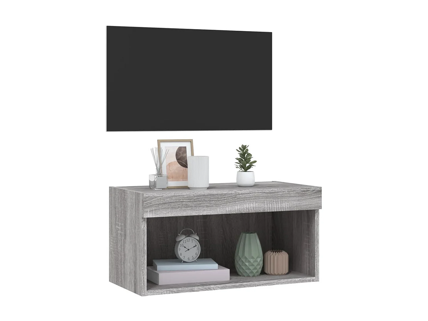 Berkfield TV Cabinet with LED Lights Grey Sonoma 60x30x30 cm