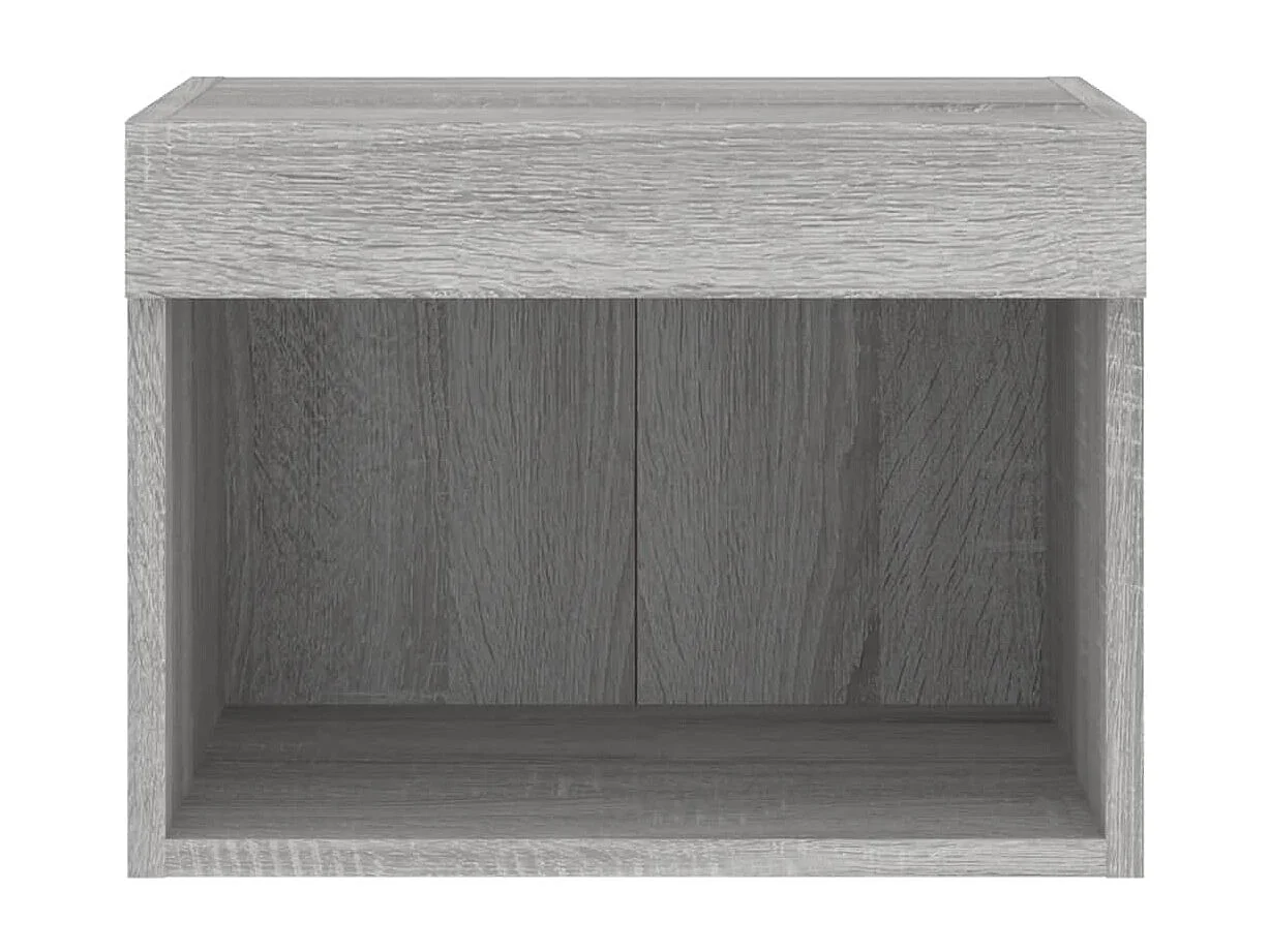 Berkfield Bedside Cabinet with LED Lights Wall-mounted Grey Sonoma