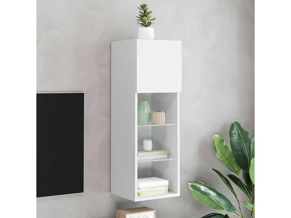 Berkfield TV Cabinet with LED Lights White 30.5x30x90 cm