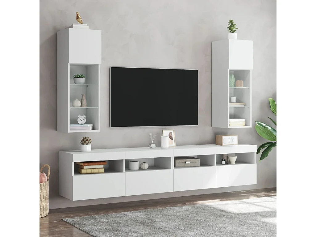 Berkfield TV Cabinet with LED Lights White 30.5x30x90 cm