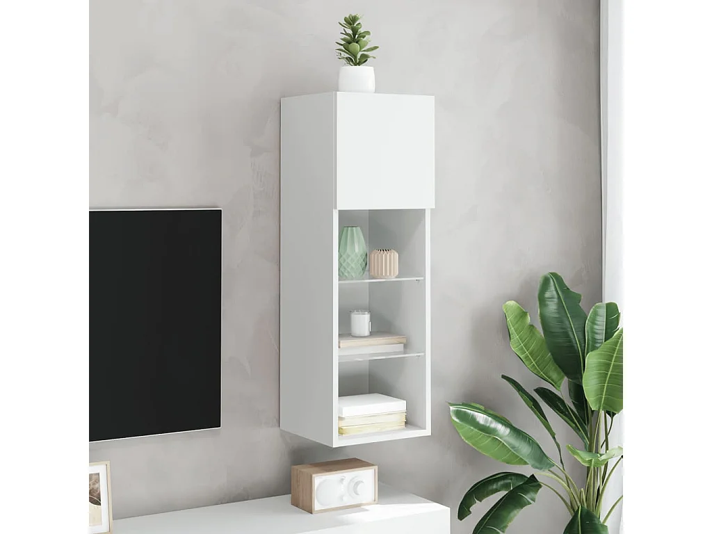 Berkfield TV Cabinet with LED Lights White 30.5x30x90 cm