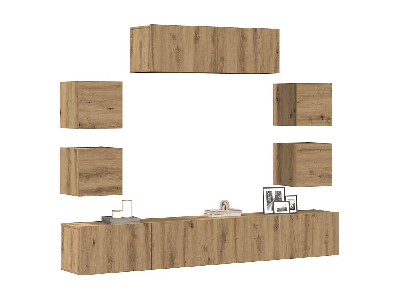 Berkfield 7 Piece TV Cabinet Set Wall-mounted Artisan Oak Engineered Wood