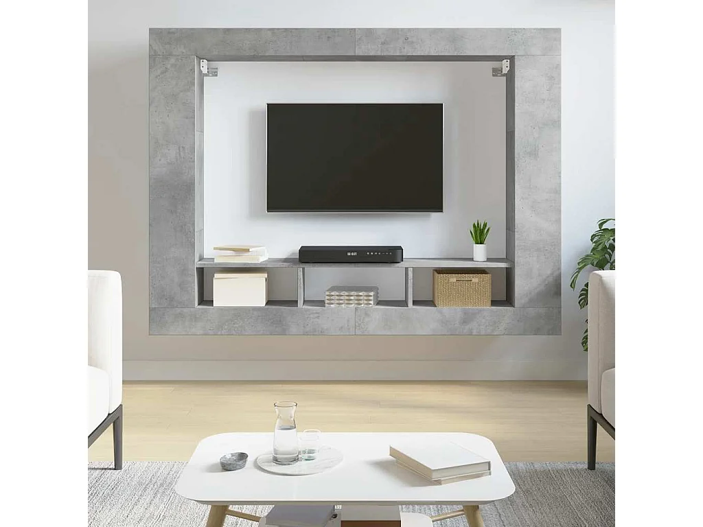 Berkfield TV Cabinet Concrete Grey 152x22x113 cm Engineered Wood