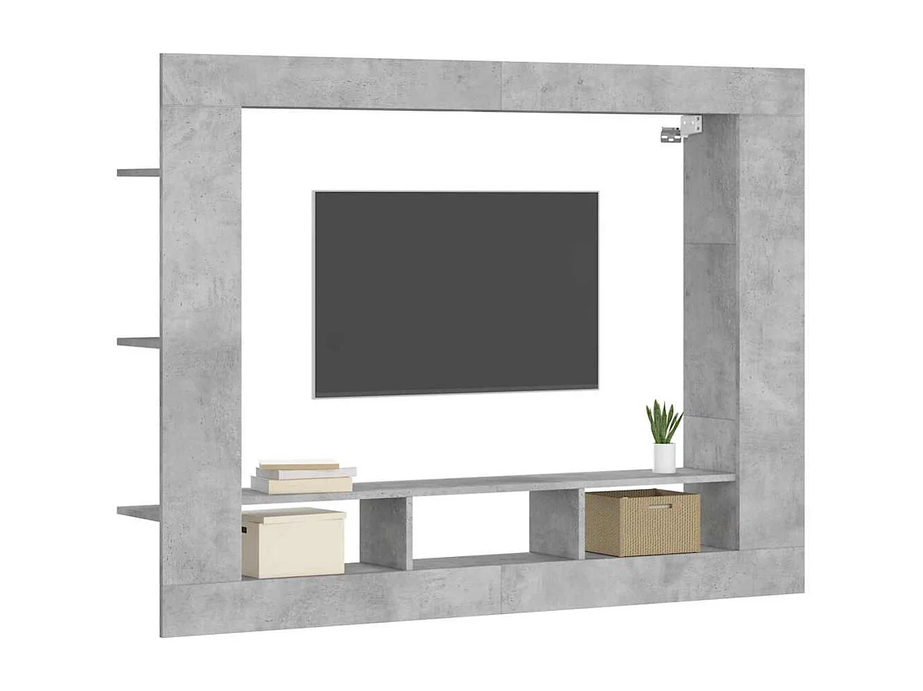 Berkfield TV Cabinet Concrete Grey 152x22x113 cm Engineered Wood