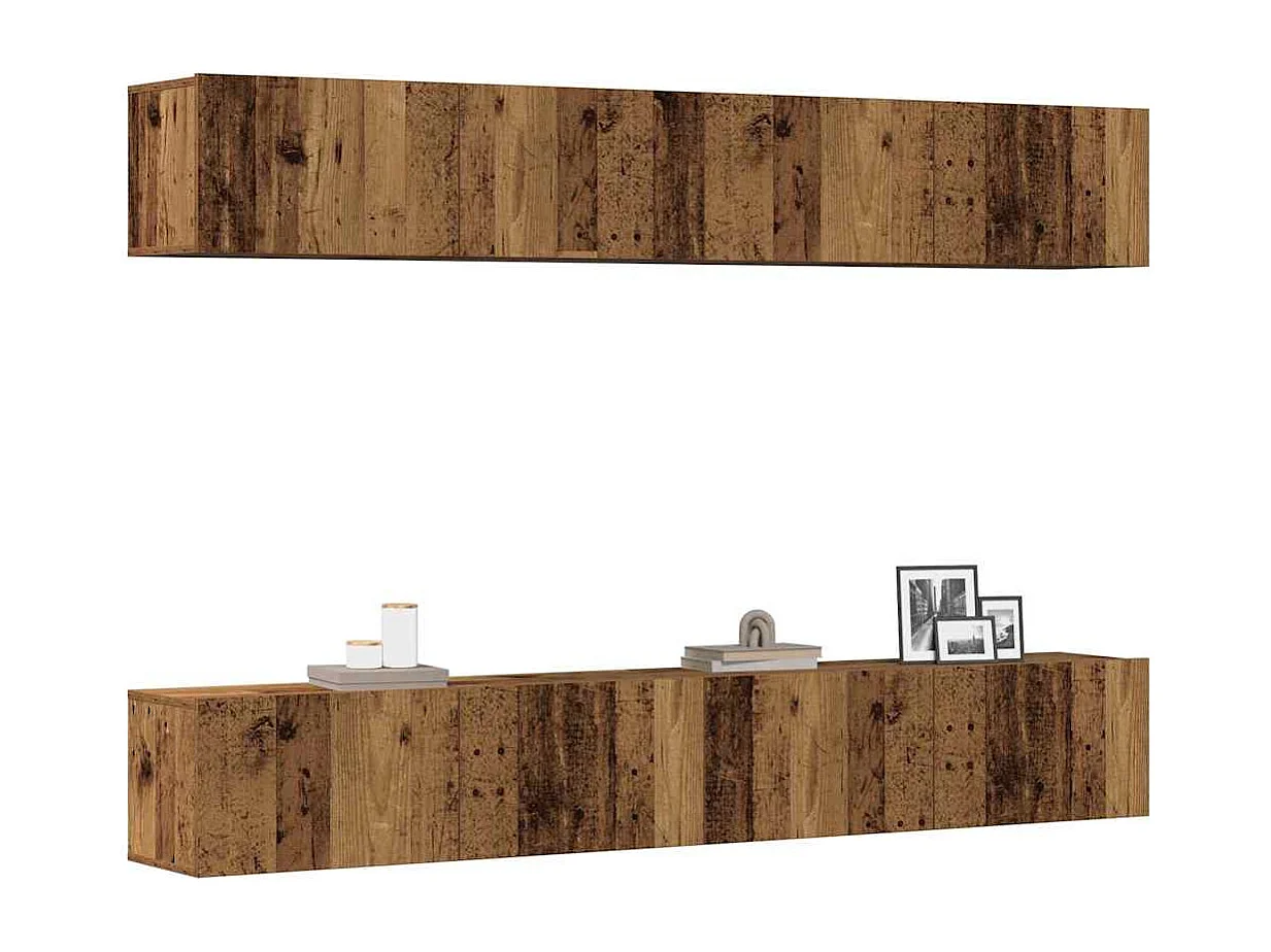 Berkfield Wall Mounted TV Cabinets 4 pcs Old Wood 100x30x30 cm
