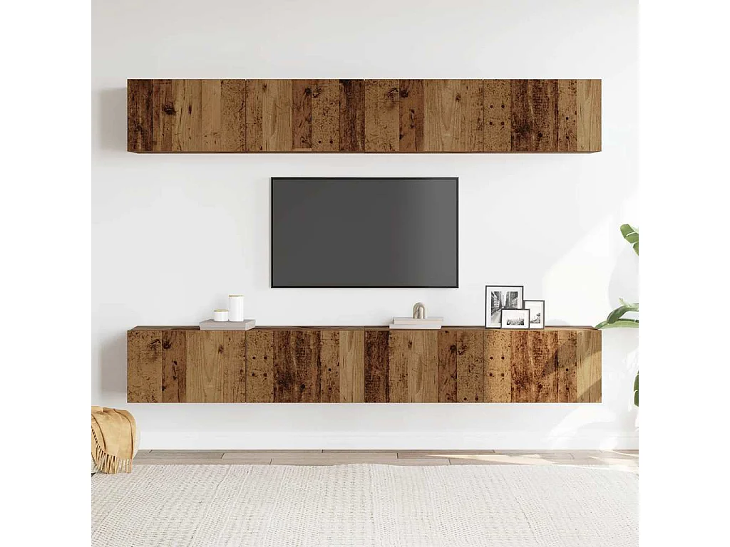 Berkfield Wall Mounted TV Cabinets 4 pcs Old Wood 100x30x30 cm