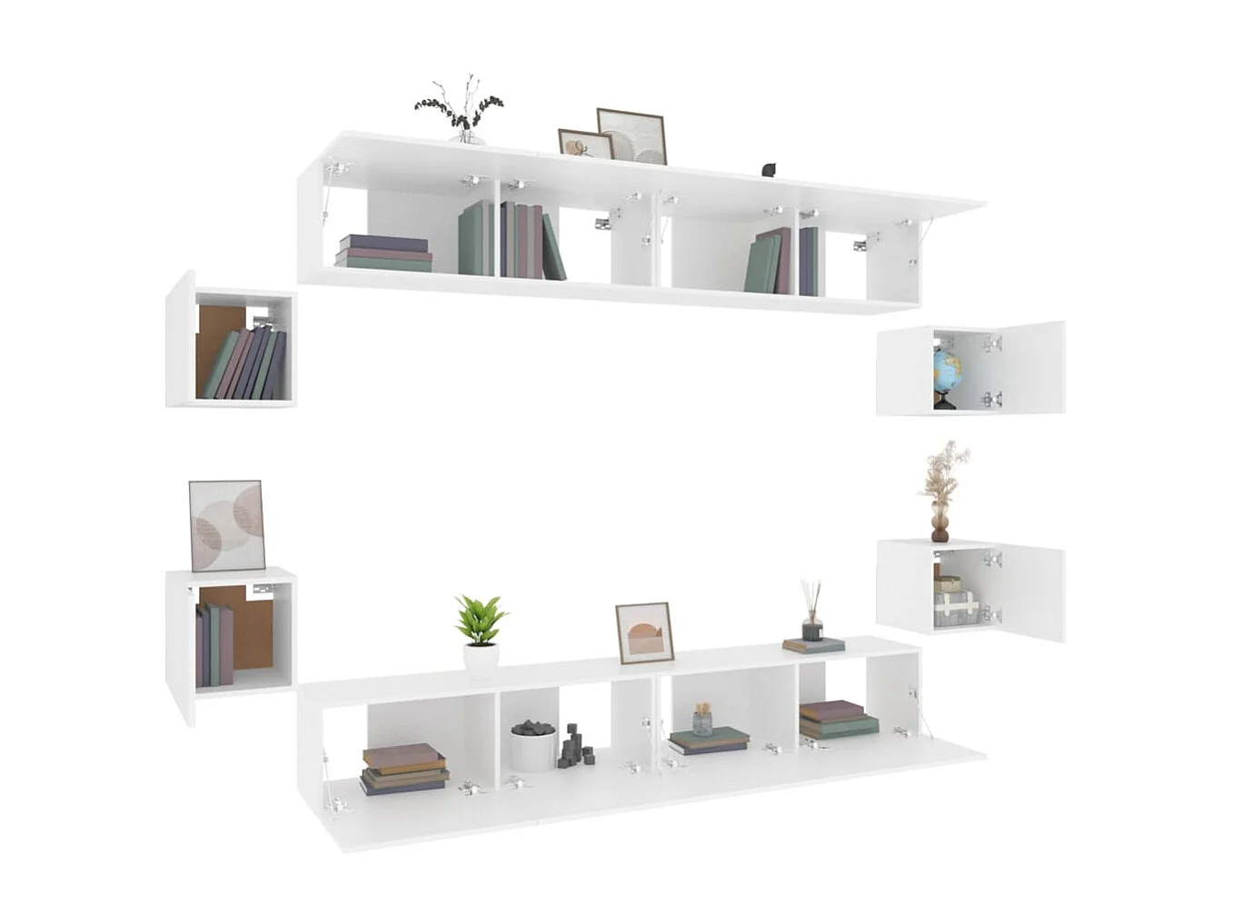 Berkfield 8 Piece TV Cabinet Set White Engineered Wood