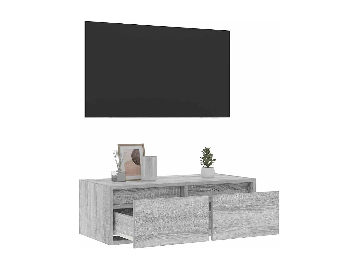 Berkfield TV Cabinet with LED Lights Grey Sonoma 75x35.5x25 cm