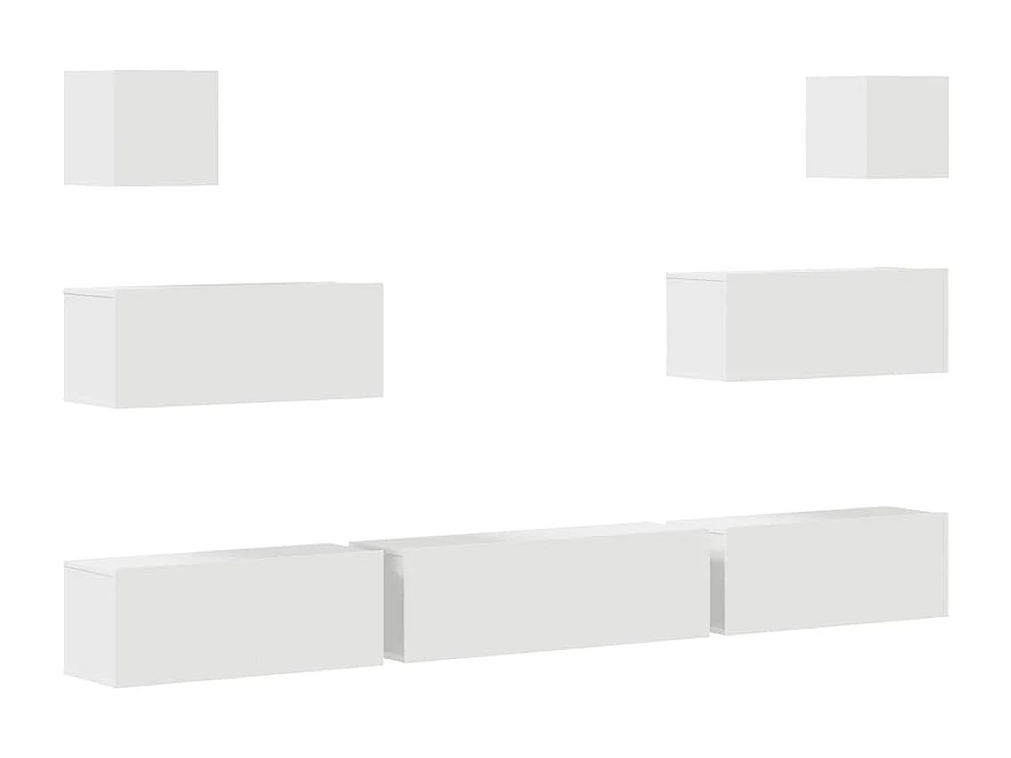 Berkfield 7 Piece TV Cabinet Set White Engineered Wood