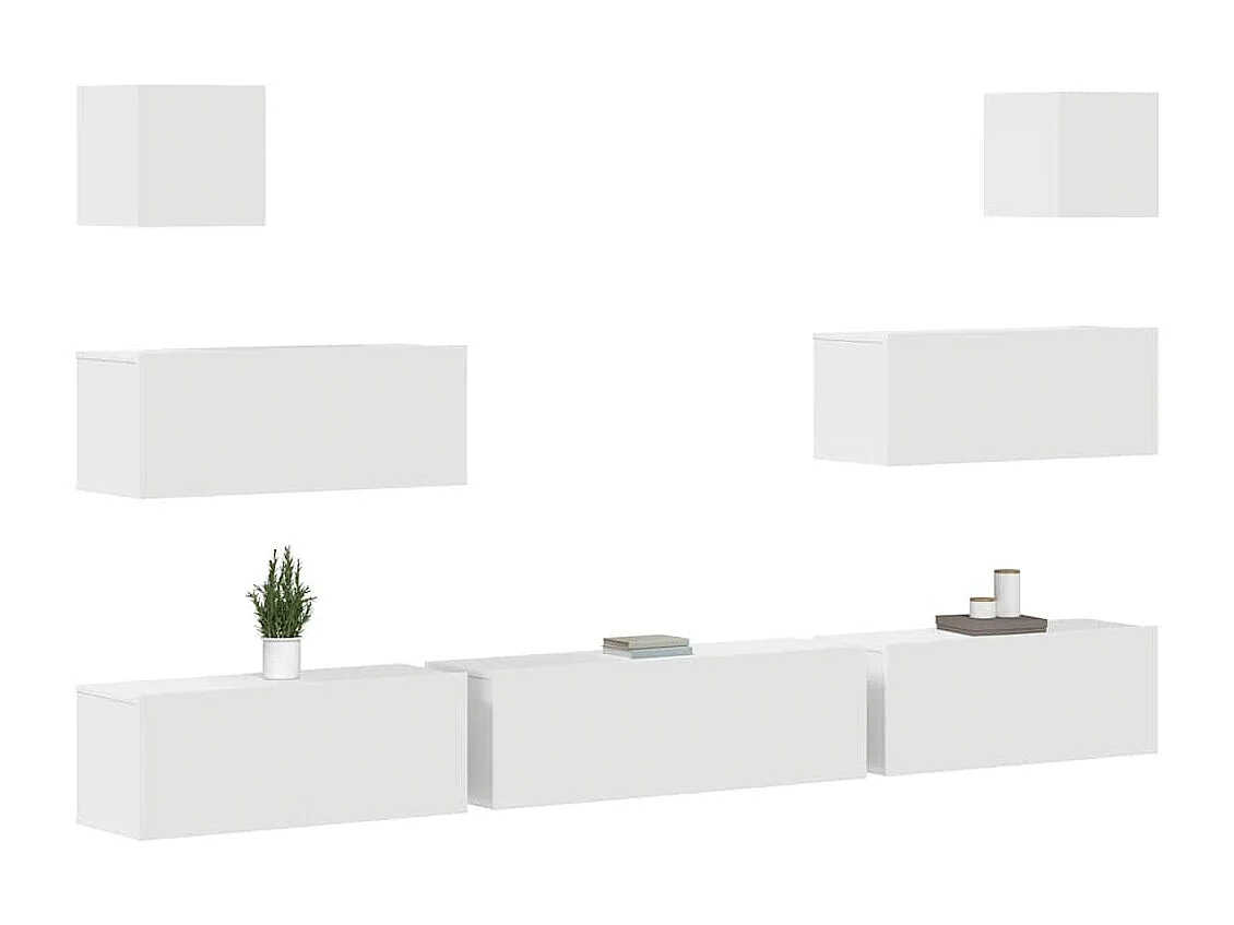 Berkfield 7 Piece TV Cabinet Set White Engineered Wood