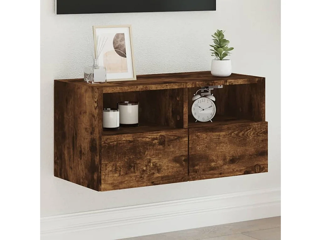 Berkfield TV Wall Cabinet Smoked Oak 60x30x30 cm Engineered Wood