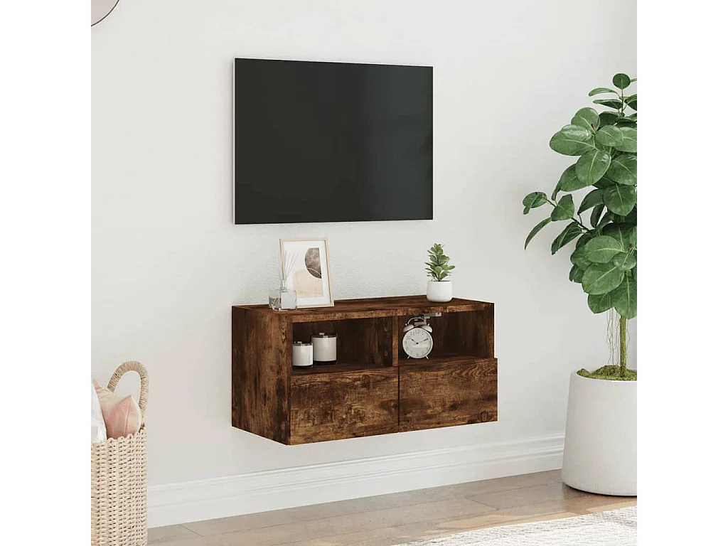 Berkfield TV Wall Cabinet Smoked Oak 60x30x30 cm Engineered Wood