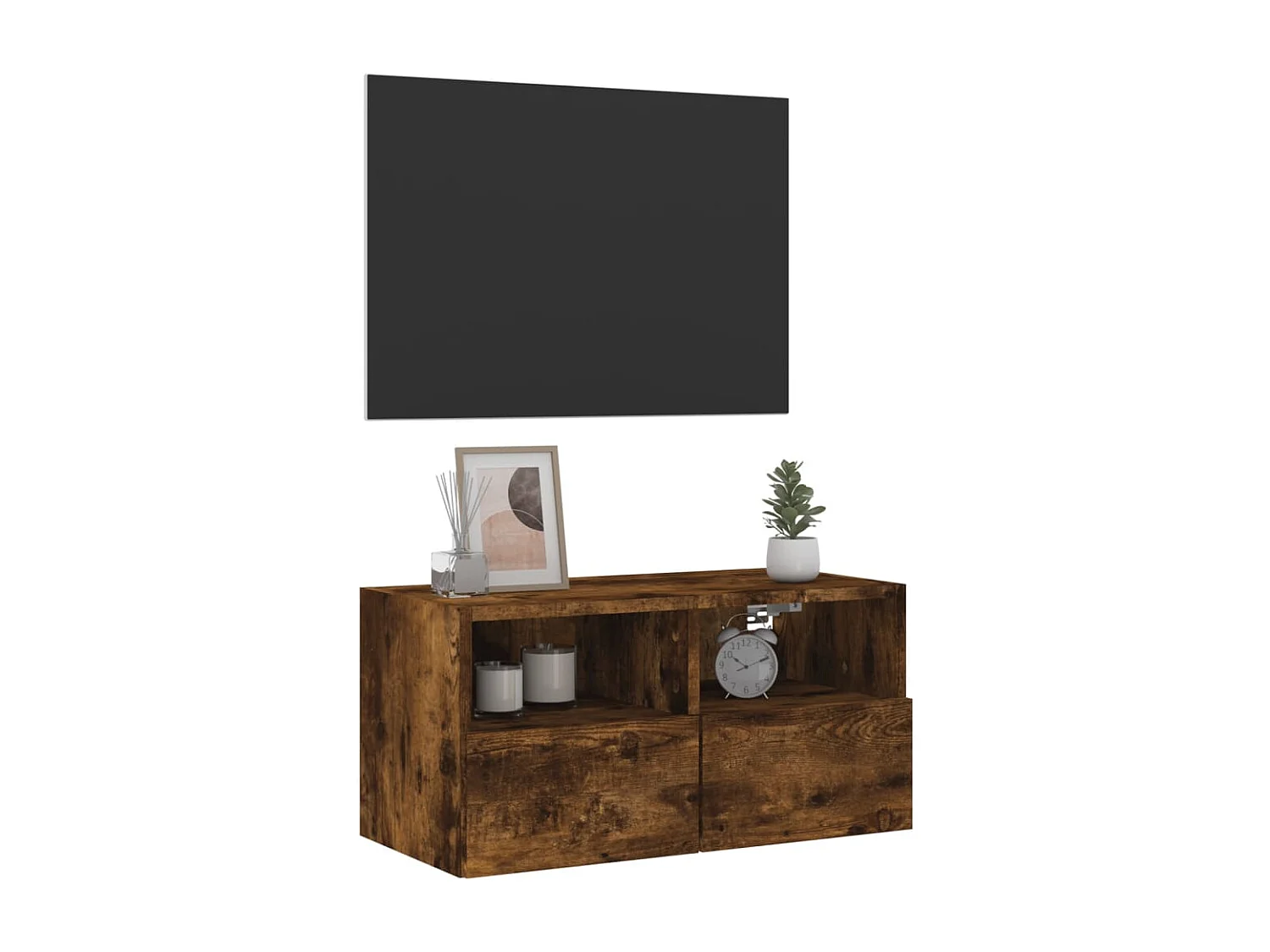 Berkfield TV Wall Cabinet Smoked Oak 60x30x30 cm Engineered Wood