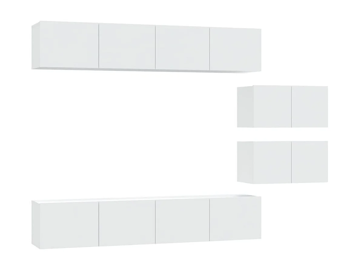 Berkfield 4 Piece TV Cabinet Set White Engineered Wood
