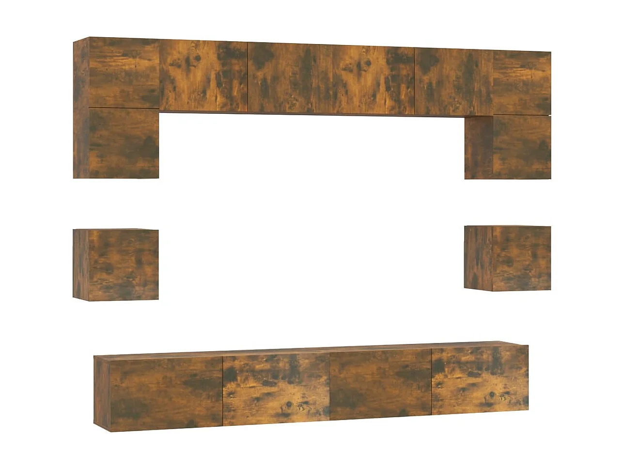 Berkfield 8 Piece TV Cabinet Set Smoked Oak Engineered Wood