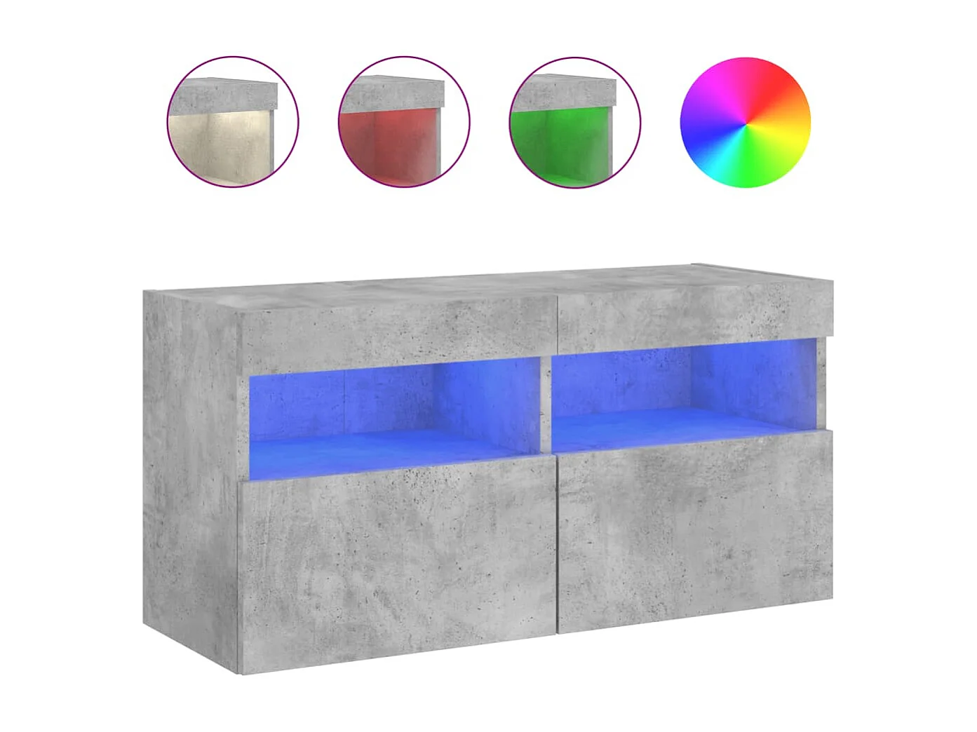 Berkfield TV Wall Cabinet with LED Lights Concrete Grey 80x30x40 cm