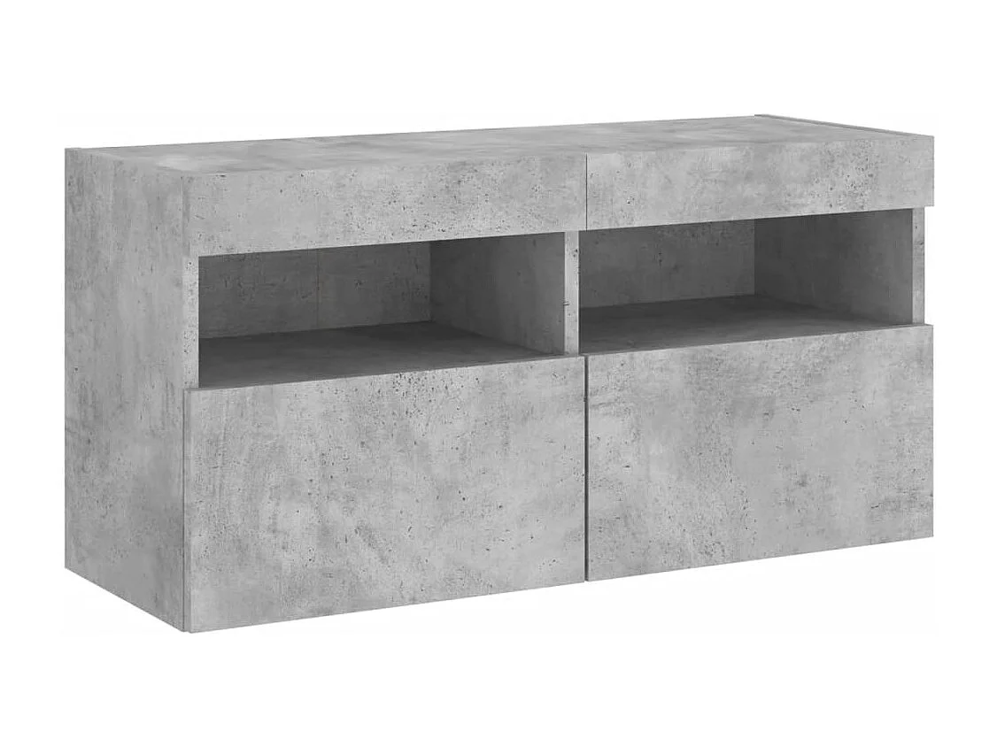 Berkfield TV Wall Cabinet with LED Lights Concrete Grey 80x30x40 cm