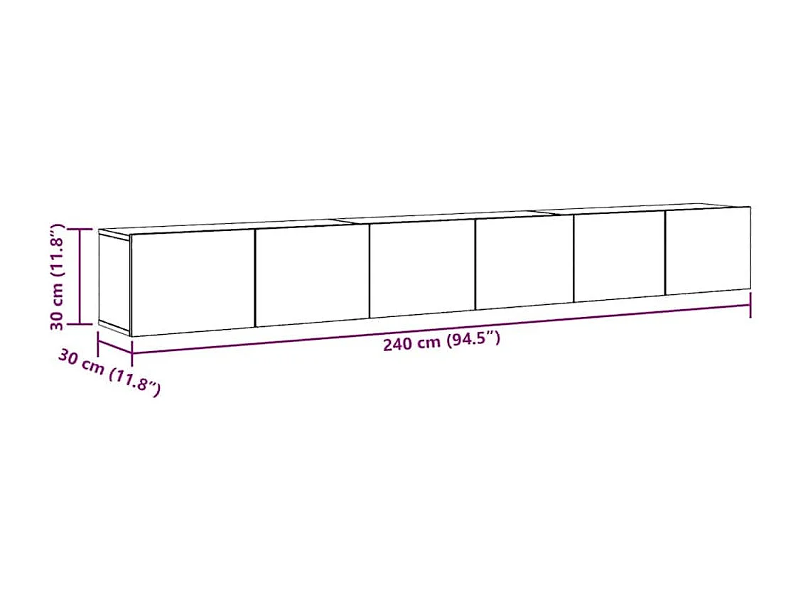 Berkfield 3 Piece TV Cabinet Set Smoked Oak Engineered Wood
