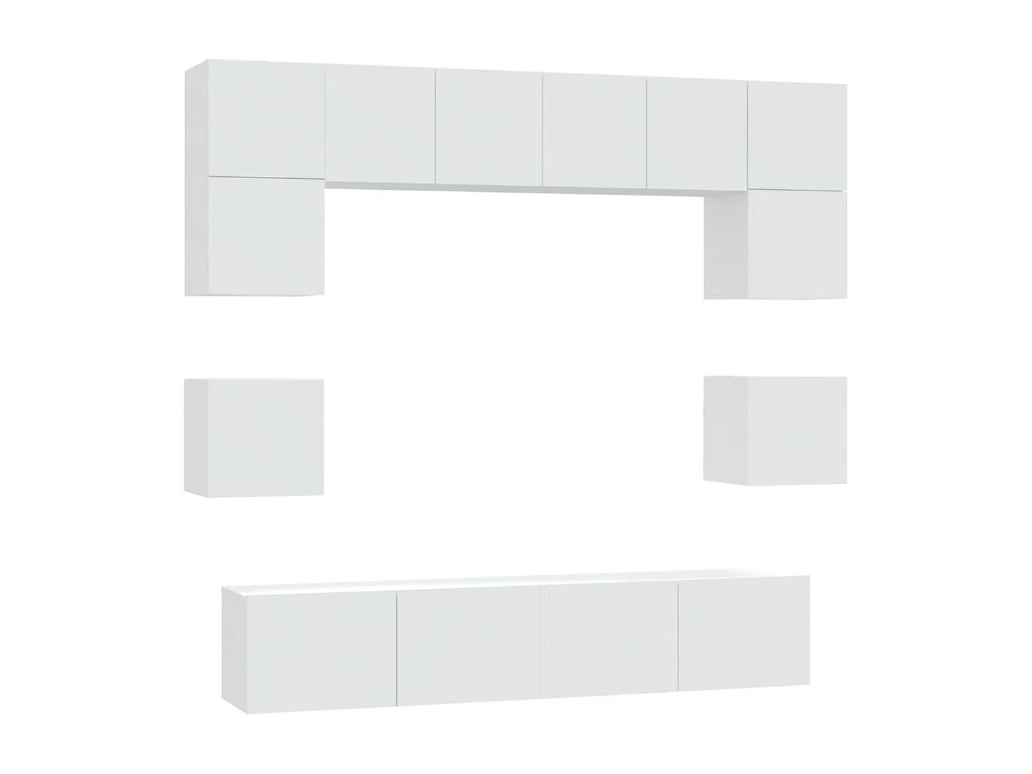 Berkfield 8 Piece TV Cabinet Set White Engineered Wood