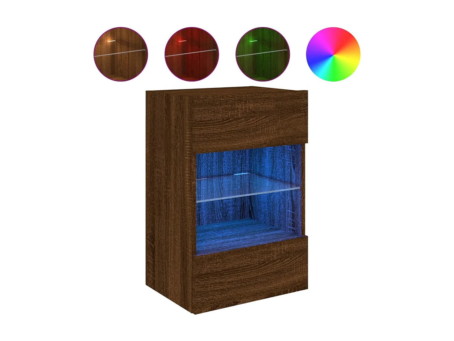 Berkfield TV Wall Cabinet with LED Lights Brown Oak 40x30x60.5 cm