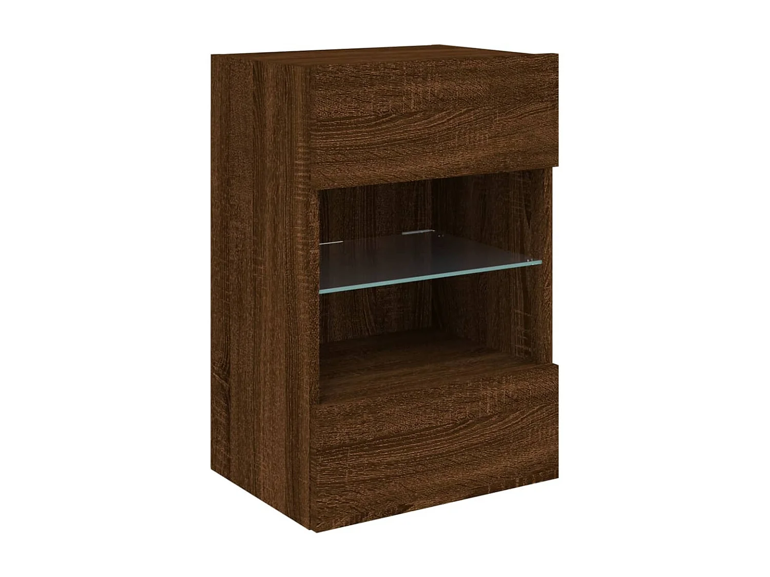 Berkfield TV Wall Cabinet with LED Lights Brown Oak 40x30x60.5 cm