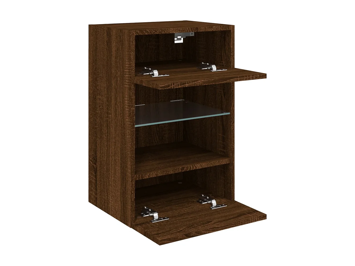 Berkfield TV Wall Cabinet with LED Lights Brown Oak 40x30x60.5 cm