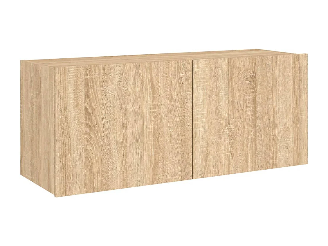 Berkfield TV Wall Cabinet with LED Lights Sonoma Oak 100x35x41 cm