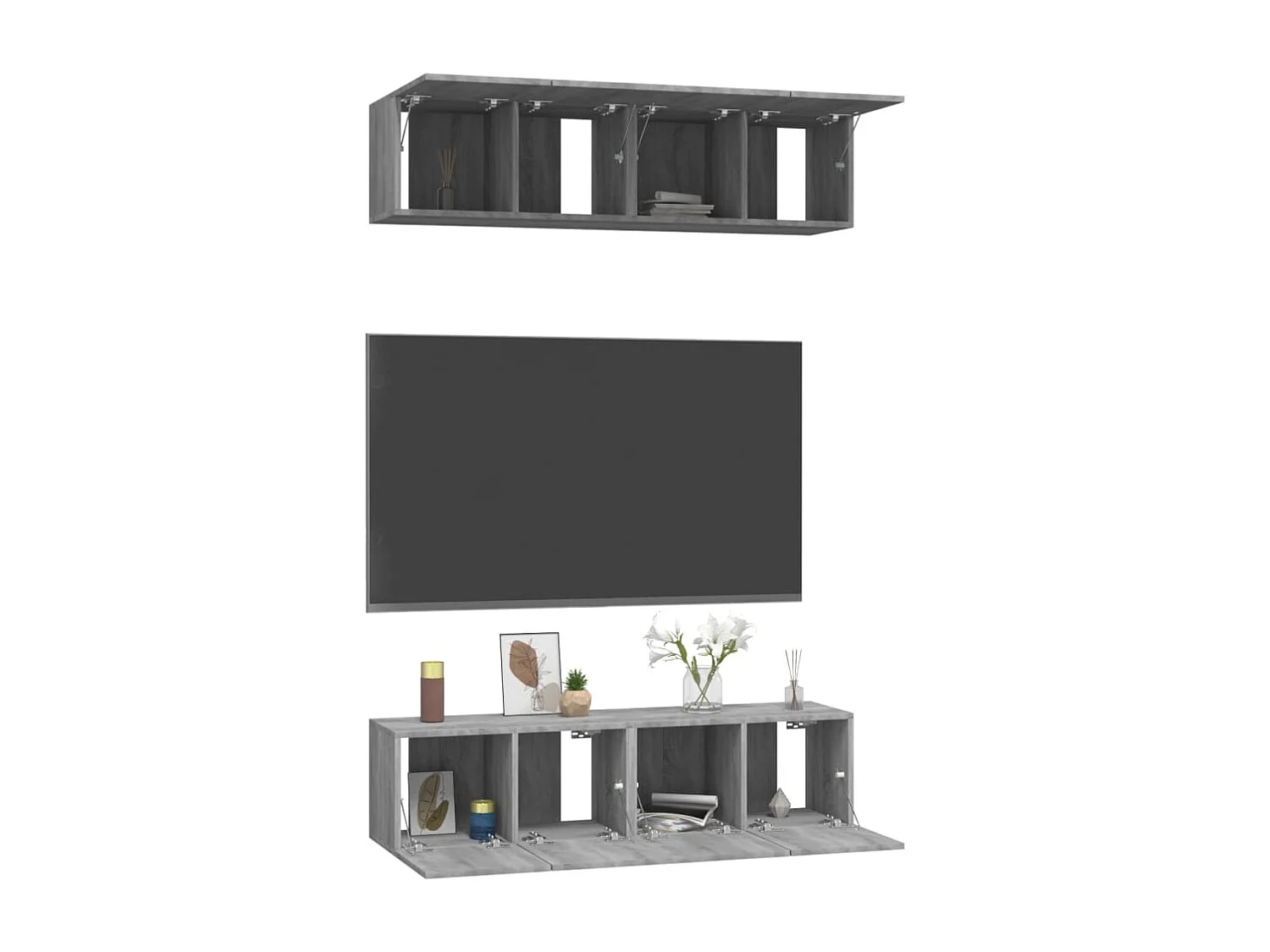 Berkfield Wall TV Cabinets 4 pcs Grey Sonoma 60x30x30 cm Engineered Wood