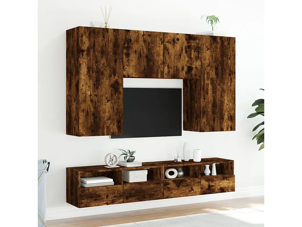 Berkfield TV Wall Cabinet Smoked Oak 100x30x30 cm Engineered Wood
