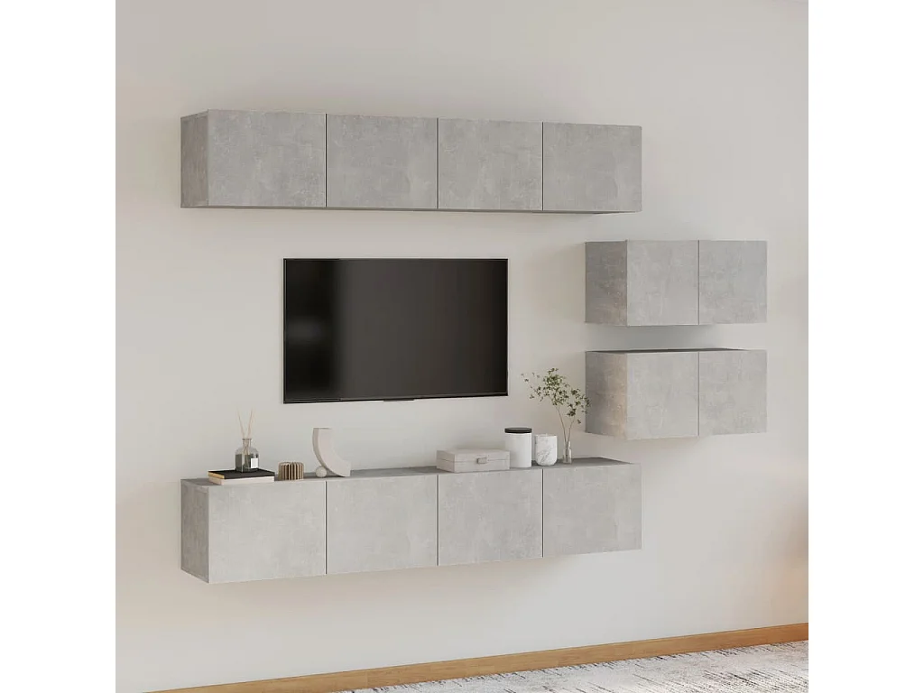 Berkfield 6 Piece TV Cabinet Set Concrete Grey Engineered Wood