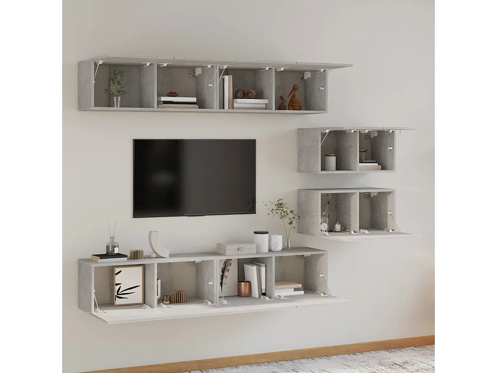 Berkfield 6 Piece TV Cabinet Set Concrete Grey Engineered Wood