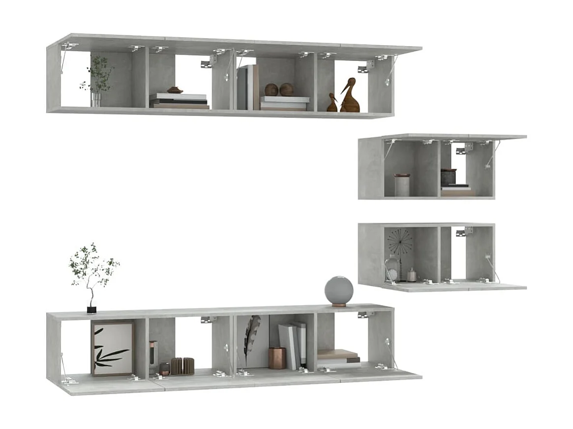 Berkfield 6 Piece TV Cabinet Set Concrete Grey Engineered Wood
