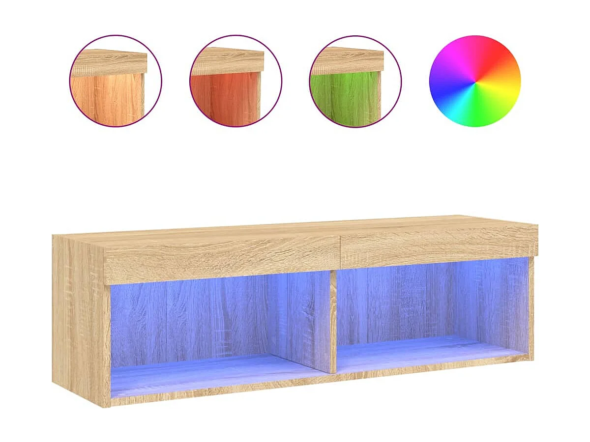 Berkfield TV Cabinet with LED Lights Sonoma Oak 100x30x30 cm