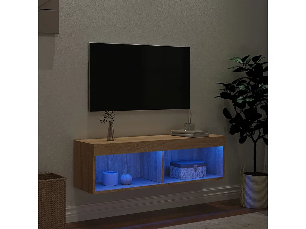 Berkfield TV Cabinet with LED Lights Sonoma Oak 100x30x30 cm