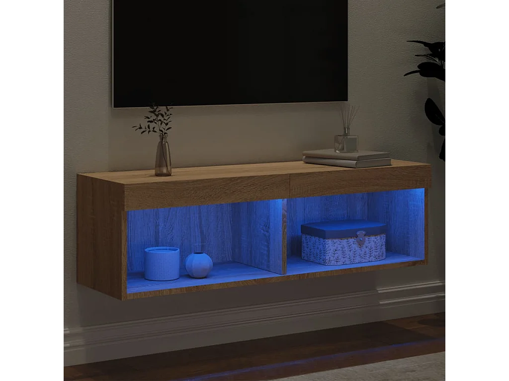Berkfield TV Cabinet with LED Lights Sonoma Oak 100x30x30 cm